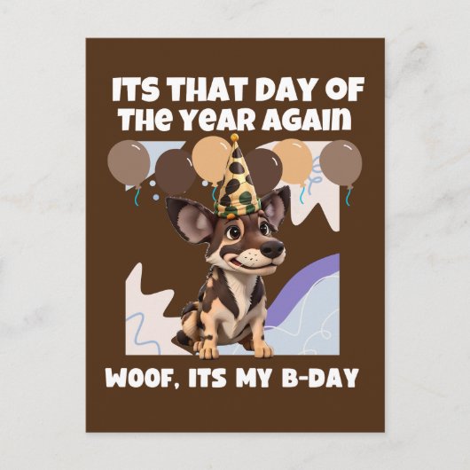 Schattigee Afrikaanse hond b-day bruin Briefkaart (Voorkant)