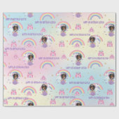 Schattigee Afrikaanse prinses en eenhoorn regenboo Cadeaupapier (Vlak)