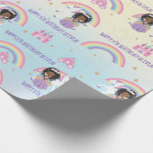 Schattigee Afrikaanse prinses en eenhoorn regenboo Cadeaupapier (Hoek)