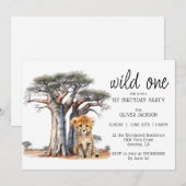 Schattigee Afrikaanse savanne wild één 1e verjaard Kaart (Voorkant / Achterkant)