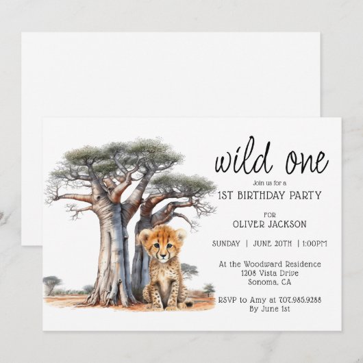 Schattigee Afrikaanse savanne wild één 1e verjaard Kaart (Voorkant / Achterkant)