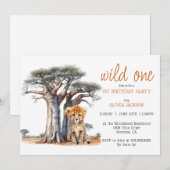Schattigee Afrikaanse savanne wild één 1e verjaard Kaart (Voorkant / Achterkant)