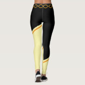 Schattigee Afrikaanse Vrouw Zwart & Beige Gestreep Leggings (Achterkant)