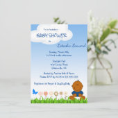 Schattigee Afro-Amerikaanse Baby Boy Shower Uitnod Save The Date (Staand voorkant)