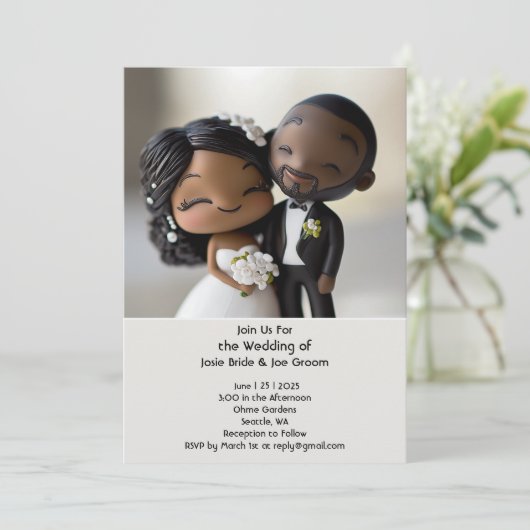Schattigee Afro-Amerikaanse bruiloft Kaart (Staand voorkant)
