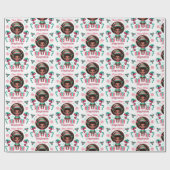 Schattigee Afro-Amerikaanse Elf Meisje Kerstmis Cadeaupapier (Vlak)