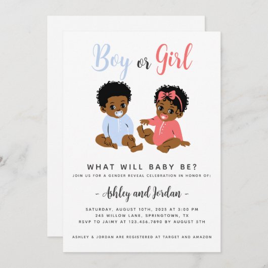 Schattigee Afro-Amerikaanse genderonthulling Kaart (Voorkant / Achterkant)