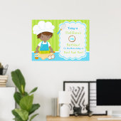 Schattigee Afro-Amerikaanse jongen bakken verjaard Poster (Thuiskantoor)