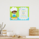 Schattigee Afro-Amerikaanse jongen bakken verjaard Poster (Keuken)