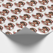 Schattigee Afro-Amerikaanse jongen en puppy kerst Cadeaupapier (Hoek)