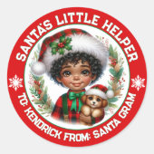 Schattigee Afro-Amerikaanse jongen en puppy Ronde Sticker (Voorkant)