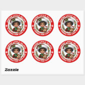Schattigee Afro-Amerikaanse jongen en puppy Ronde Sticker (Vel)