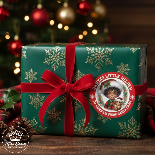 Schattigee Afro-Amerikaanse jongen en puppy Ronde Sticker