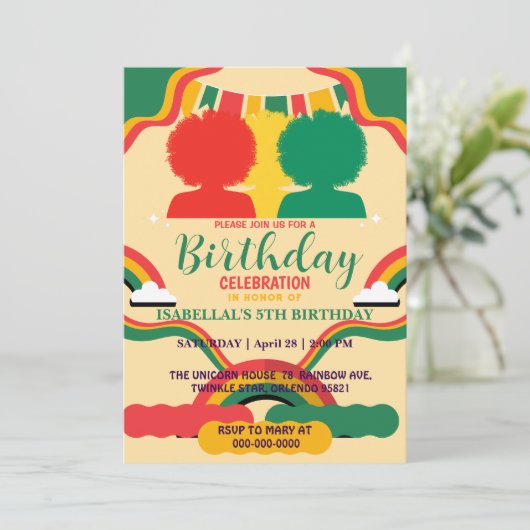 Schattigee Afro-Amerikaanse meisjes Verjaardagsfee Kaart (Staand voorkant)