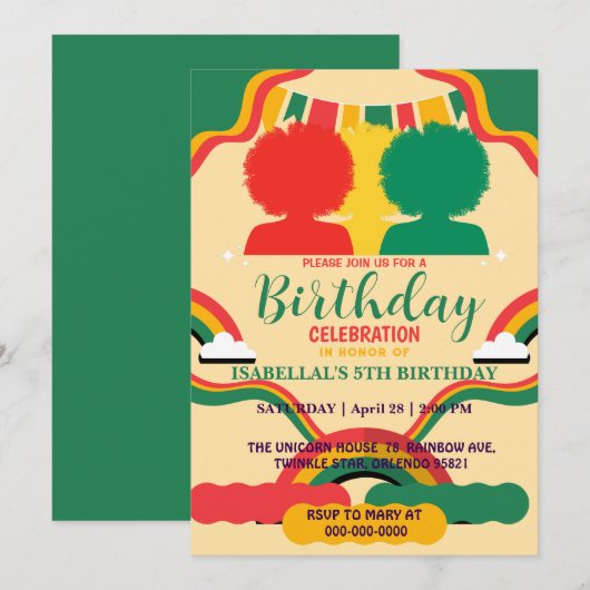 Schattigee Afro-Amerikaanse meisjes Verjaardagsfee Kaart (Voorkant / Achterkant)