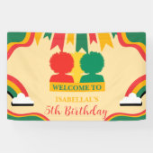 Schattigee Afro-Amerikaanse meisjes Verjaardagsfee Spandoek (Horizontaal)