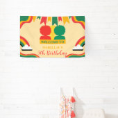 Schattigee Afro-Amerikaanse meisjes Verjaardagsfee Spandoek (Insitu)