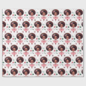 Schattigee Afro-Amerikaanse roze ballerina kerst Cadeaupapier (Vlak)