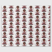 Schattigee Afro Angel Klein Meisje Rood & Zwart Ke Cadeaupapier (Vlak)