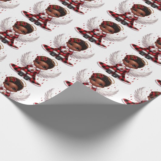 Schattigee Afro Angel Klein Meisje Rood & Zwart Ke Cadeaupapier (Hoek)