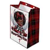 Schattigee Afro Angel Klein Meisje Rood & Zwart Ke Medium Cadeauzakje (Voorkant Gekanteld)