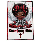 Schattigee Afro Angel Klein Meisje Rood & Zwart Ke Medium Cadeauzakje (Voorkant)