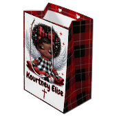 Schattigee Afro Angel Klein Meisje Rood & Zwart Ke Medium Cadeauzakje (Achterkant Gekanteld)