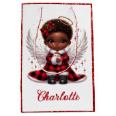 Schattigee Afro Angel Klein Meisje Rood & Zwart Ke Medium Cadeauzakje (Voorkant)
