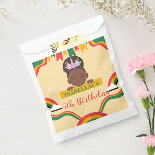 Schattigee afro eenhoorn Afro-Amerikaanse meisjes  Bedankzakje (Gezegeld)