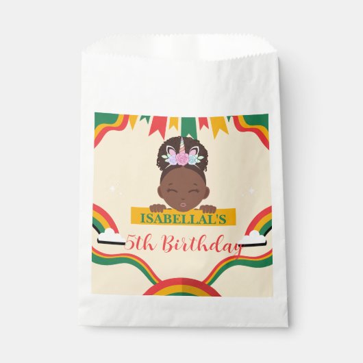 Schattigee afro eenhoorn Afro-Amerikaanse meisjes  Bedankzakje (Voorkant)