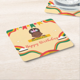 Schattigee afro eenhoorn Afro-Amerikaanse meisjes  Kartonnen Onderzetters