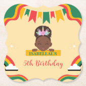 Schattigee afro eenhoorn Afro-Amerikaanse meisjes Kartonnen Onderzetters (Voorkant)