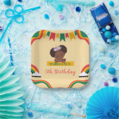 Schattigee afro eenhoorn Afro-Amerikaanse meisjes  Papieren Bordje (Feest)