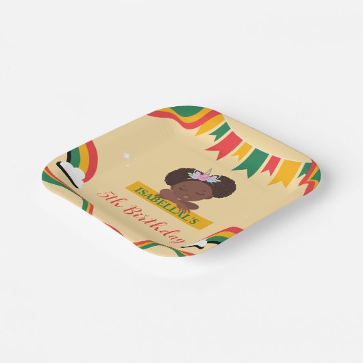 Schattigee afro eenhoorn Afro-Amerikaanse meisjes  Papieren Bordje (Gebogen)