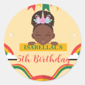 Schattigee afro eenhoorn Afro-Amerikaanse meisjes  Ronde Sticker (Voorkant)