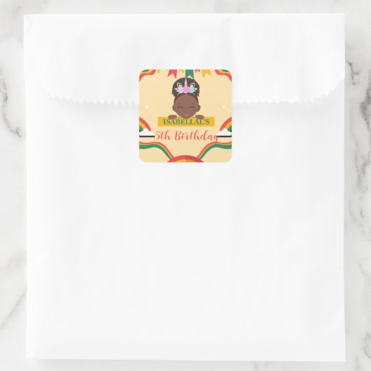 Schattigee afro eenhoorn Afro-Amerikaanse meisjes  Vierkante Sticker (Tas)