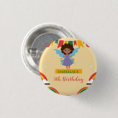 Schattigee afro engel Afro-Amerikaanse meisjes Ver Ronde Button 3,2 Cm (Voorkant /achterkant)