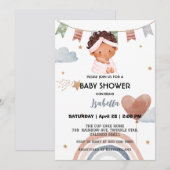 Schattigee Afro Rainbow Star Ballon baby shower Pa Kaart (Voorkant / Achterkant)