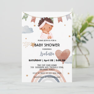 Schattigee Afro Rainbow Star Ballon baby shower Pa Kaart