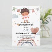 Schattigee Afro Rainbow Star Ballon baby shower Pa Kaart (Staand voorkant)