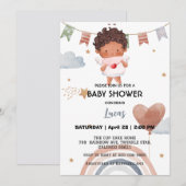 Schattigee Afro Rainbow Star Ballon baby shower Pa Kaart (Voorkant / Achterkant)