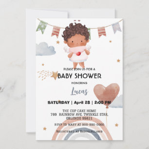 Schattigee Afro Rainbow Star Ballon baby shower Pa Kaart
