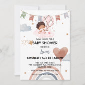 Schattigee Afro Rainbow Star Ballon baby shower Pa Kaart (Voorkant)