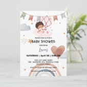 Schattigee Afro Rainbow Star Ballon baby shower Pa Kaart (Staand voorkant)