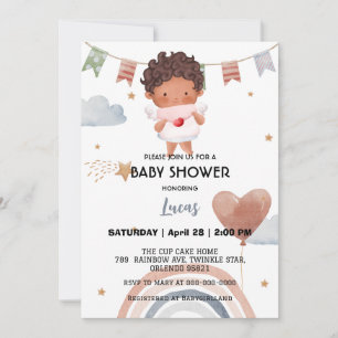 Schattigee Afro Rainbow Star Ballon baby shower Pa Kaart