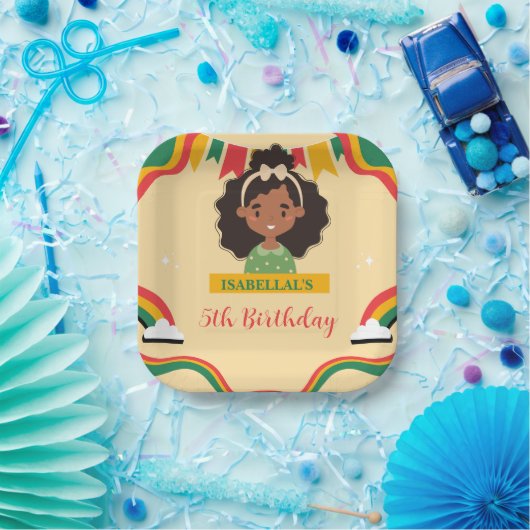 Schattigee afro zeemeermin Afro-Amerikaanse meisje Papieren Bordje (Feest)