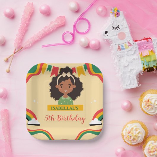 Schattigee afro zeemeermin Afro-Amerikaanse meisje Papieren Bordje (Feest)