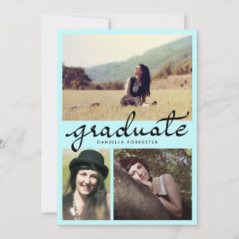 Schattigee Afstuderen kalligrafie Drie foto's Blau Kaart