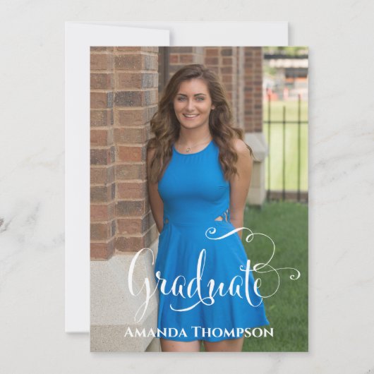 Schattigee Afstuderen Script Photo Template Kaart (Voorkant)