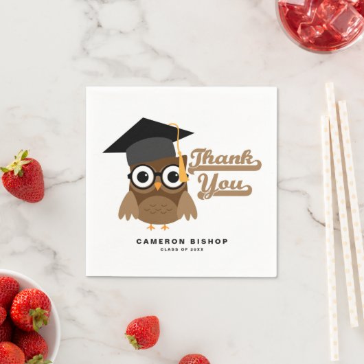Schattigee Afstuderen uil met bril Graduation Part Servet (Insitu)